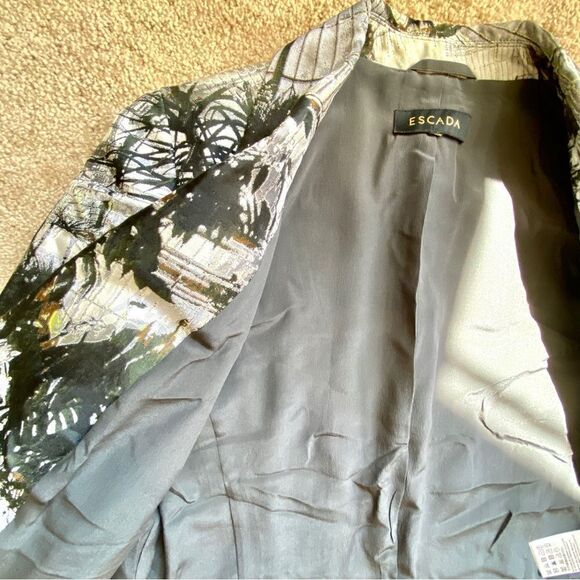 ESCADA BREANNA BLACK/WHITE ABSTRACT PRINT SILK BLAZER/JACKET M/L - Picture 11 of 12